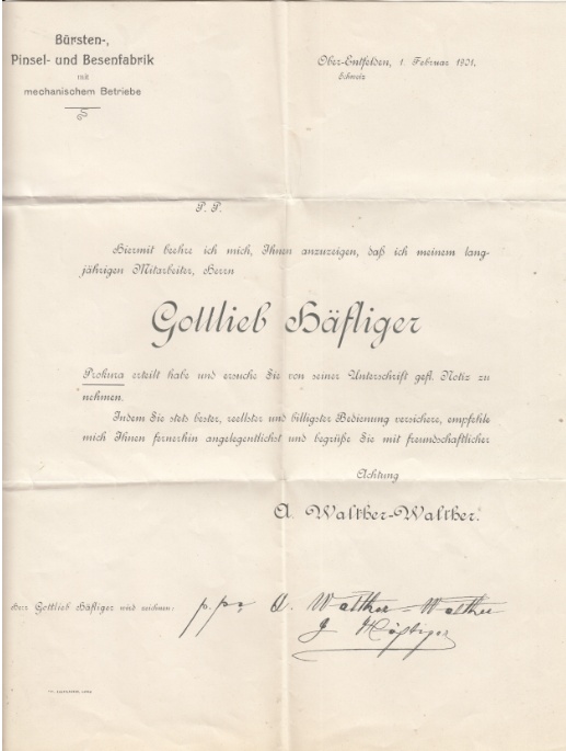 Haefliger Gottlieb Prokura Haefliger Gottlieb Prokura