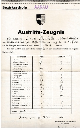Irion Austrittszeugnis 