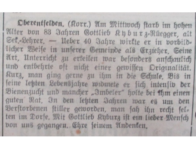 Gottlieb Kyburz Nachruf